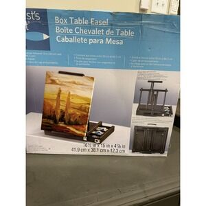 Solid Wood Artist's Loft Box Table Easel Carrying Handle & Drawer 16"x15" Brown